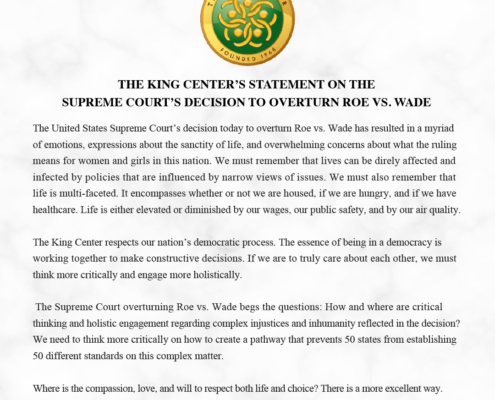 The King Center's Statement on the Supreme Court's Decision to Overturn Roe Vs. Wade